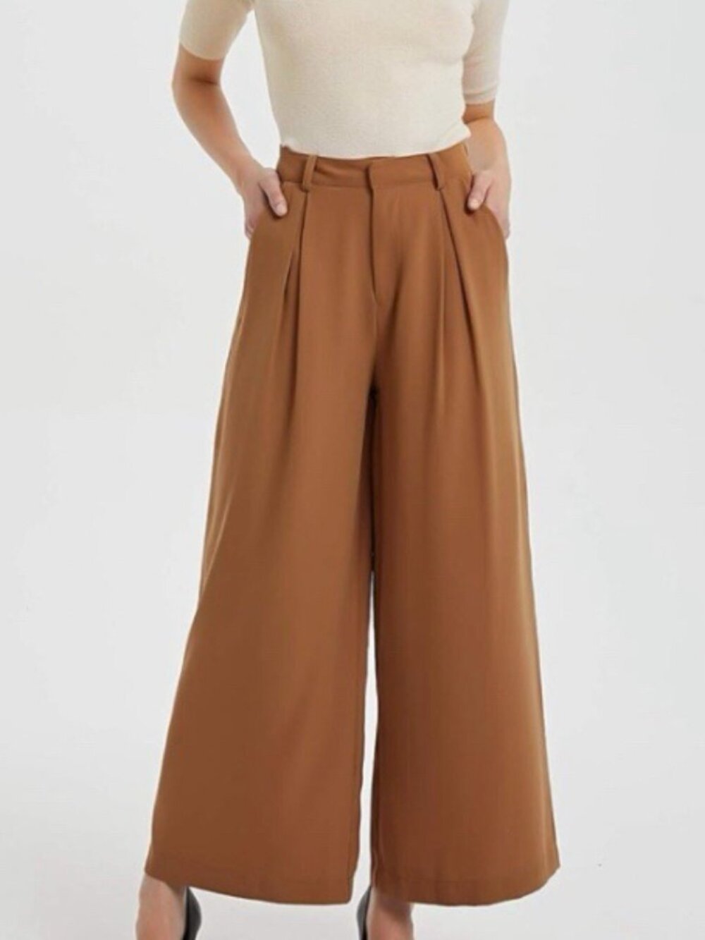Amazon Tronjori High Waist Beige Trouser